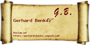 Gerhard Benkő névjegykártya